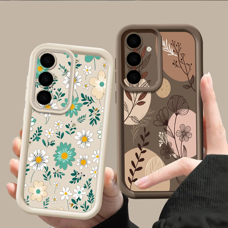 Silikon-Handyhülle für Samsung Galaxy S26 S25 S24 S23 Ultra S25 S24 FE A57 A56 A37 A17 A55 A27 A36 A35 mit Blumenmuster-Design