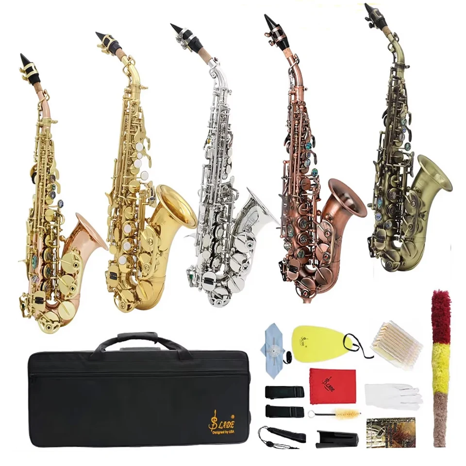 管楽器・吹奏楽器 S LADE designed by USA soprano sax SLADE Soprano Saxophone Bb Brass Body Carved Keys White Shell Keys