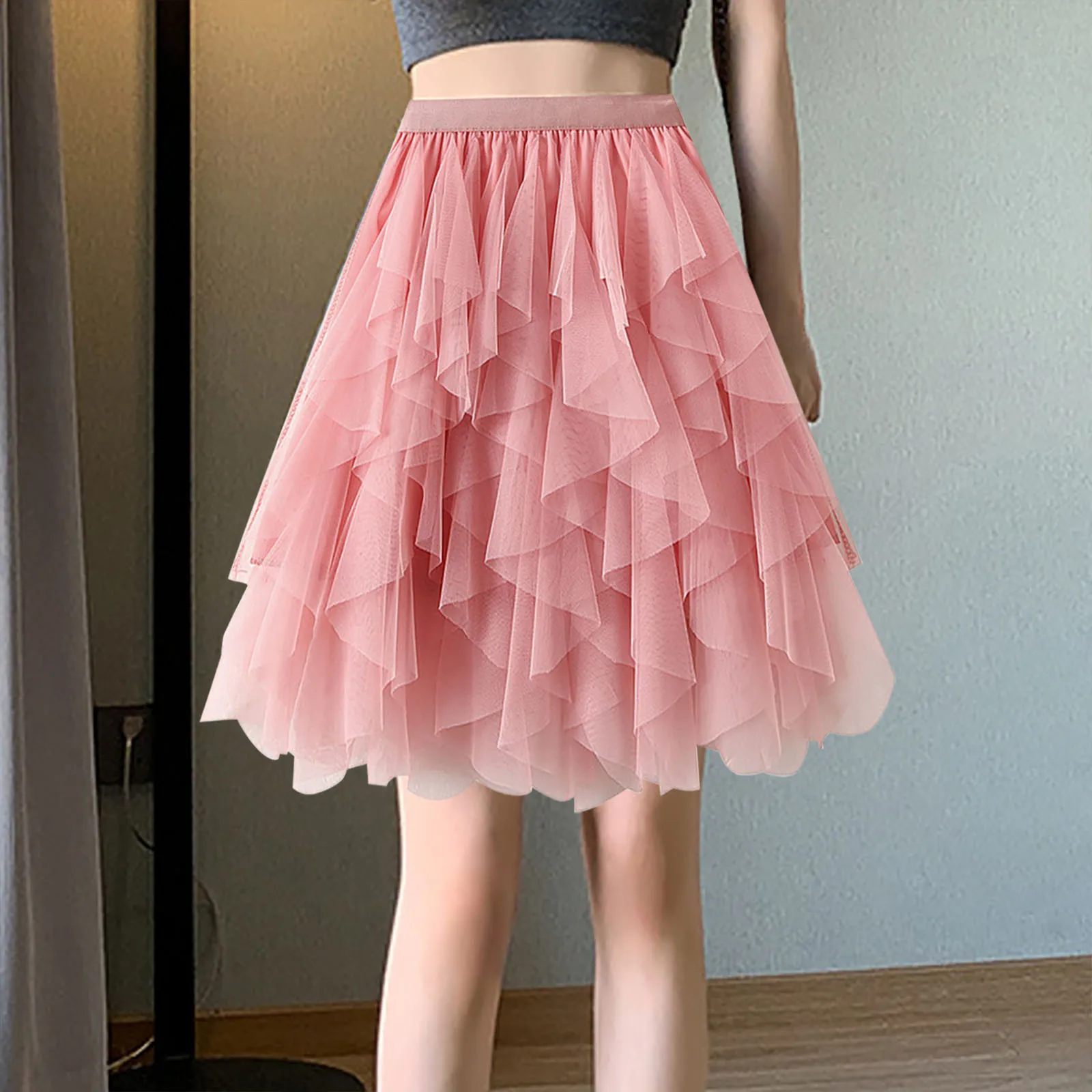 2024 Summer Women Vintage Tulle Skirt Short Tutu Mid Skirts Adult Fancy Ballet Dancewear Party Costume Ball Gown Mini Skirt