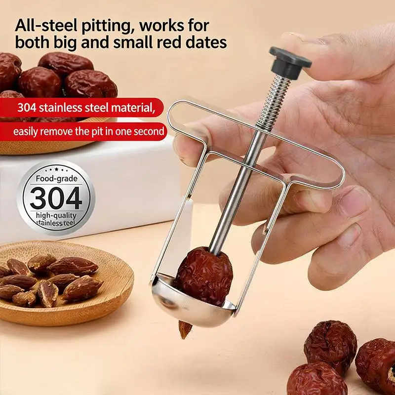 Stainless Steel Date Core Remover Multi Functional Tool for Pitting Fruits Easily Home Cooking
