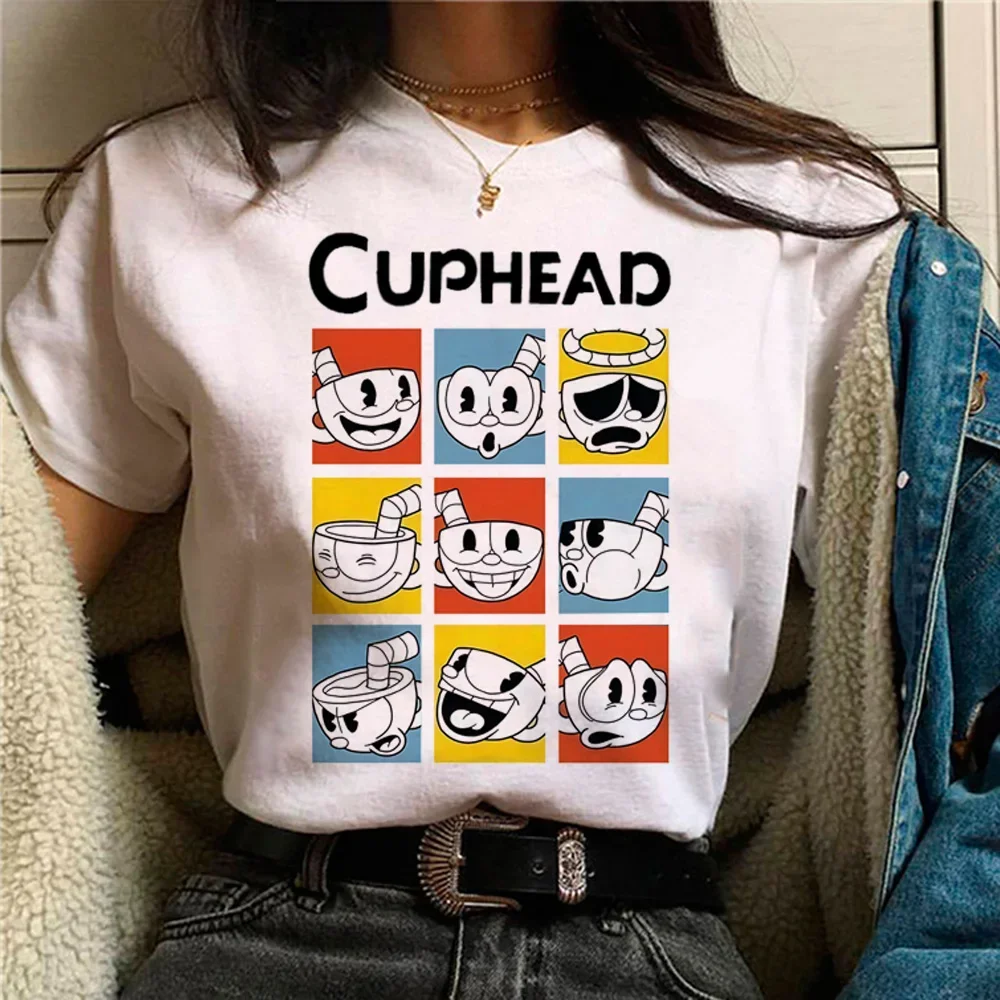 Cuphead t shirt women graphic streetwear designer top female comic graphic designer clothes