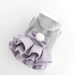 Pet Dress with Multi-layer Skirt Stylish Multi-layered Pet Dress with Bow-tie Ball Decoration for Cats Dogs for Small for Autumn