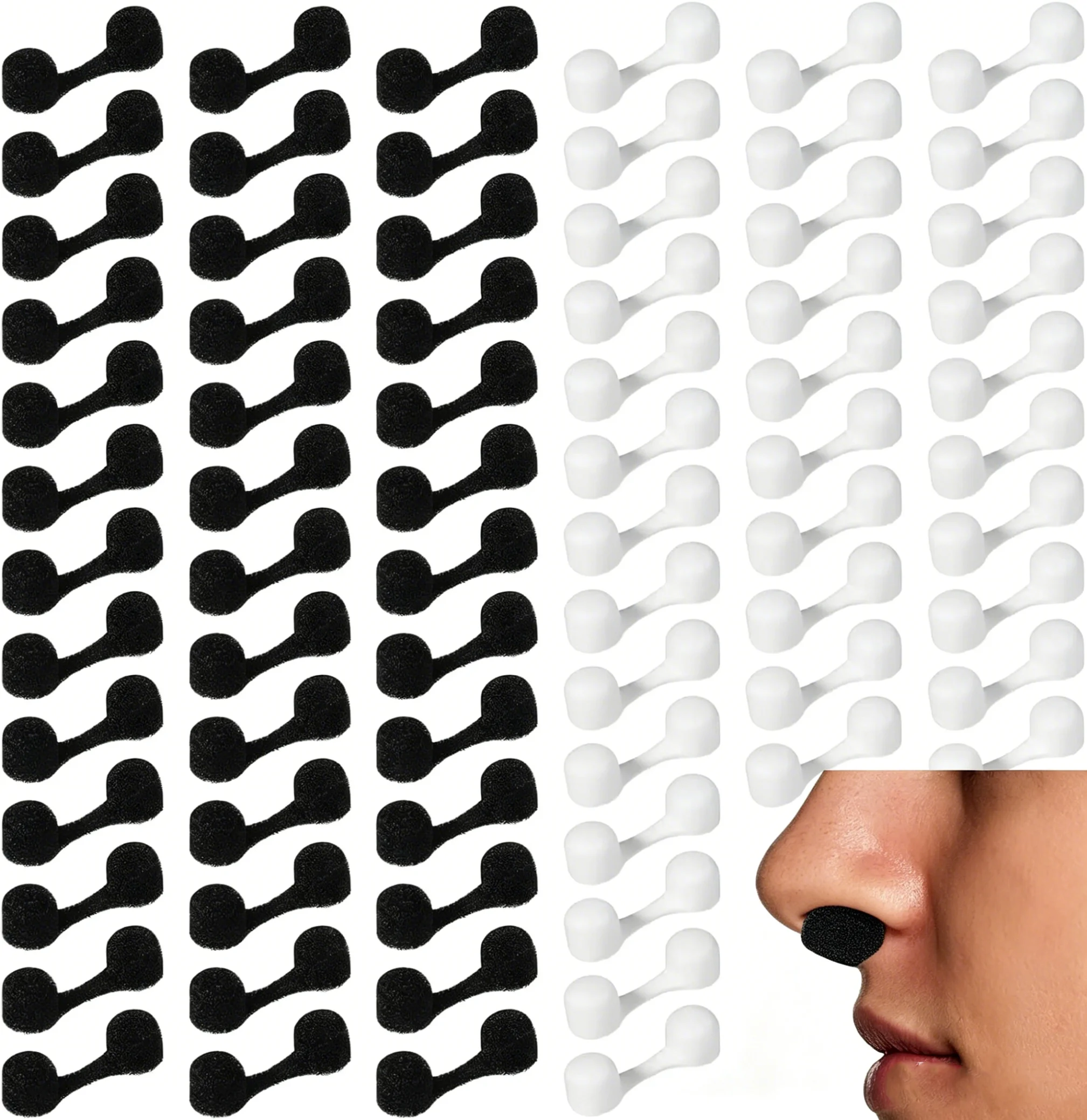 Nasal Filters, Dust & Pollen Proof Nose Plugs, for Spray Tanning & Outdoor Use, Black & White Set