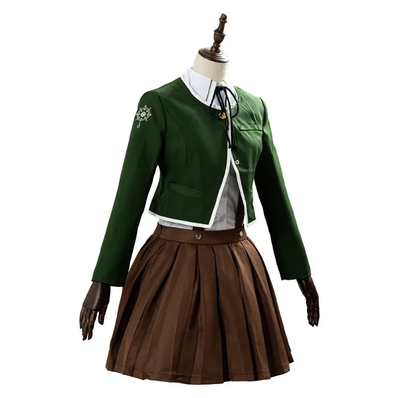 

CyAnime Danganronpa Chihiro Fujisaki Косплей Костюм JK Школьная форма Костюмы Коричневая плиссированная юбка комплект костюмы на Хэллоуин для женщин