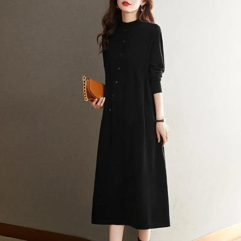 جديد سحب جيرسي للنساء موضة تريكو الصوف فستان طويل ربيع الخريف البلوز سترة الشتاء الدافئة البلوز الملابس النسائية #2