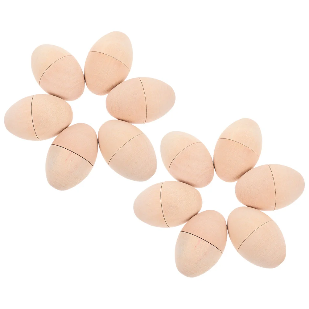 

12 Pcs White Embryonated Egg Easter DIY Crafts Painting Eggs Hand Painted Wooden Unfinished Decorate Eater