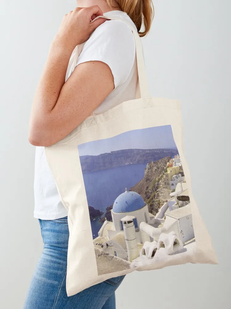 

Santorini View Tote Bag canvas bags shoping bag bags woman 2025 supermarket folding bag