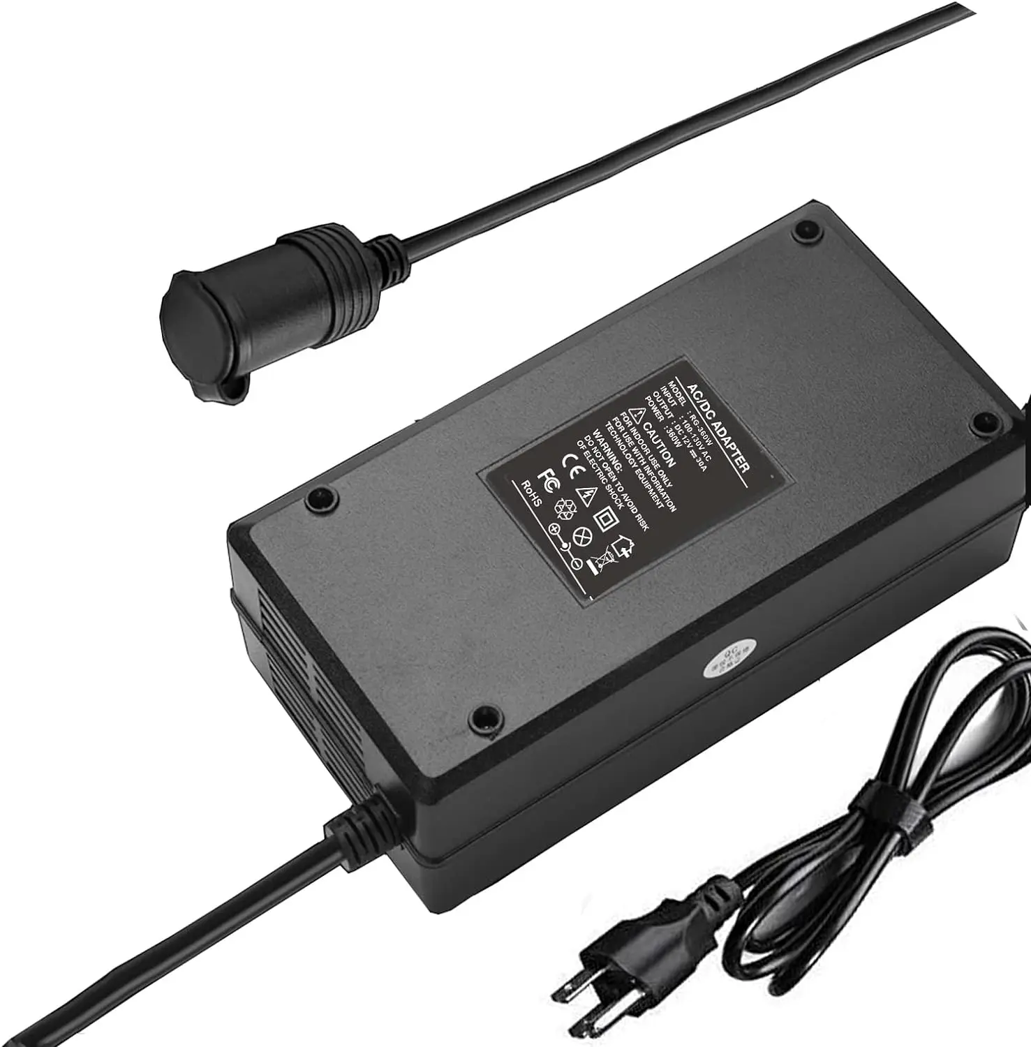 AC to DC Converter 220V to 12V Converter 360W 30A Adapter with Cigarette Lighter Socket to Wall Outlet Adapter AC/DC Car Adapter
