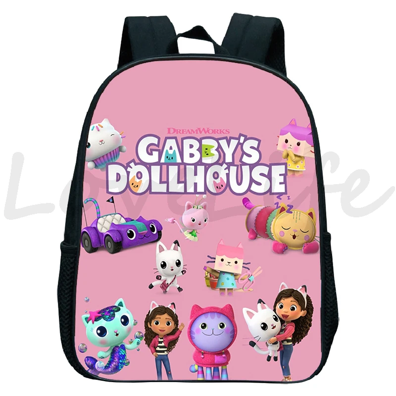 Bonito casa de bonecas de gabby mochila escolar meninas mochilas primárias crianças dos desenhos animados mochila à prova dwaterproof água rusksack