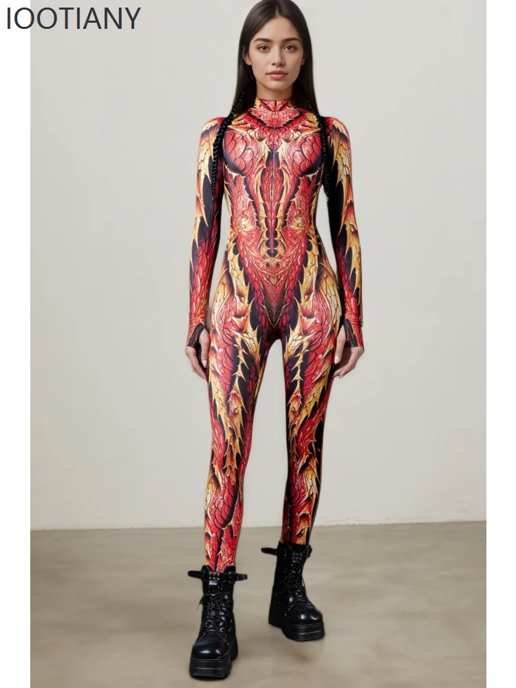 IOOTIANY Unisex Dragon Scale Cosplay Bodysuit Halloween Skinny Jumpsuit Cosplay Skinny Costume For Couples Party Stage Show 2026