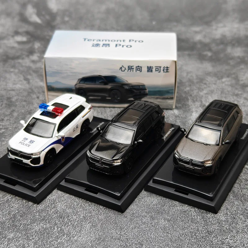Diecast 1/64 escala SAIC Volkswagen coche en miniatura de aleación SAIC Volkswagen Teramont Pro coche de policía vehículo de juego coleccionable caja Original