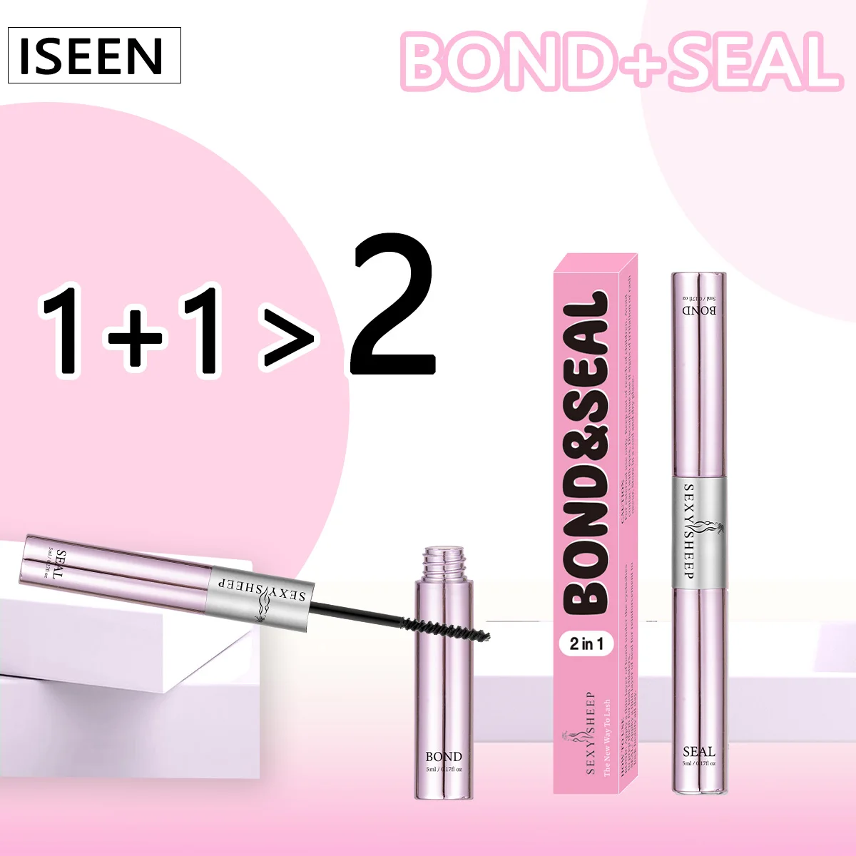 Lash Glue Bond and Seal 10ml Long Lasting Strong Hold Waterproof 2 in 1 Cluster Eyelash Glue for DIY Lash Extensions
