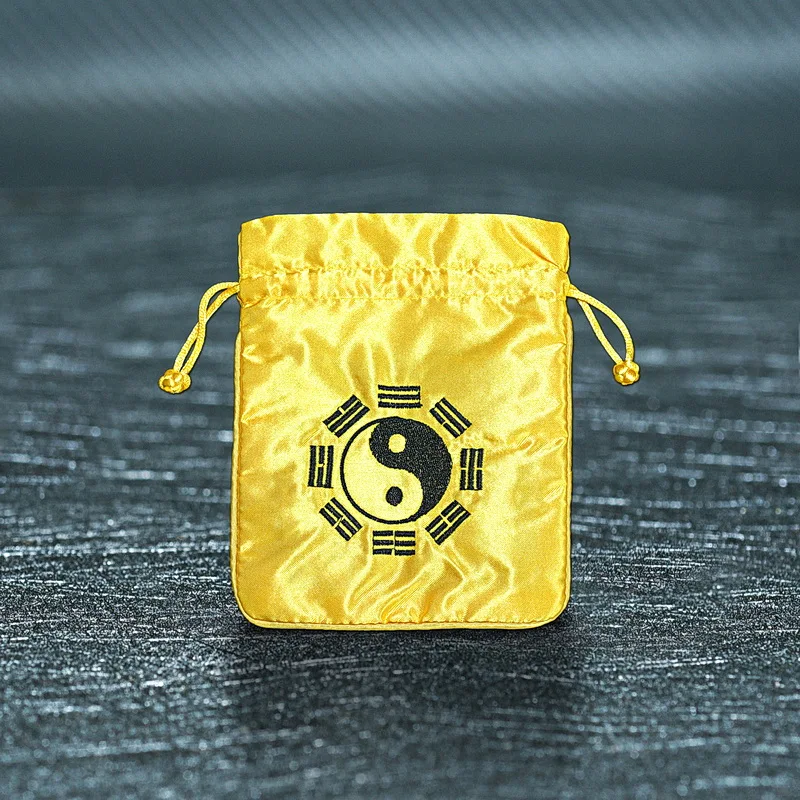 10pcs Custom Small Satin Drawstring Gift Bags Chinese Bagua Good Lucky Bag Jewelry Pouches Sachet taiji Cloth Pouch with lined