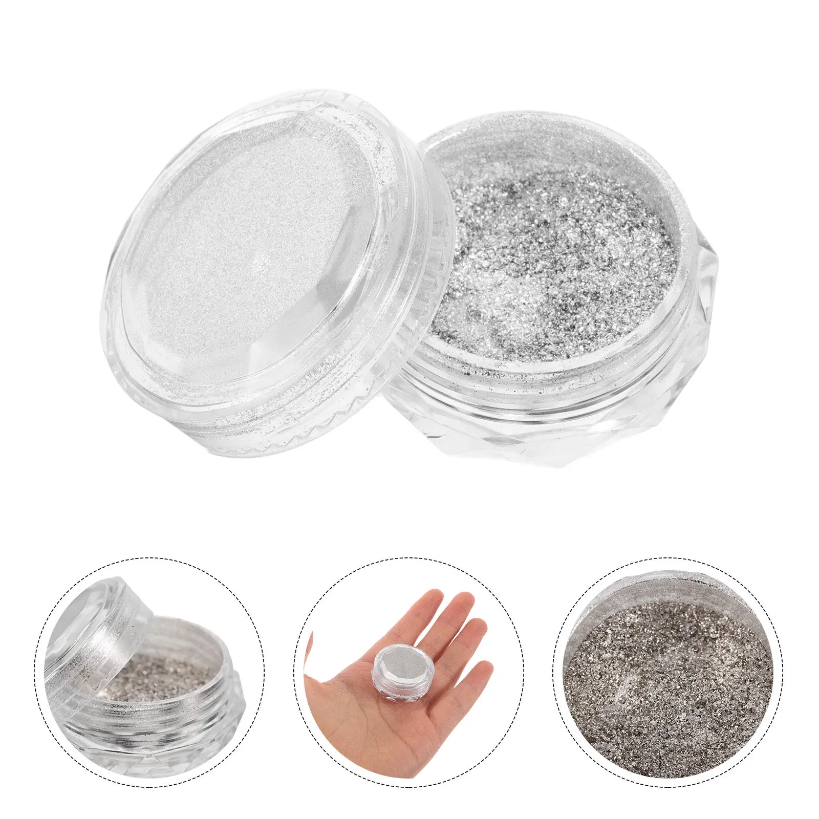 Glitter Nail Powder Silver High Shine Crushed Foil Flakes for Eye Catching Nail Art Decorations Festival Wedding Party Dipping