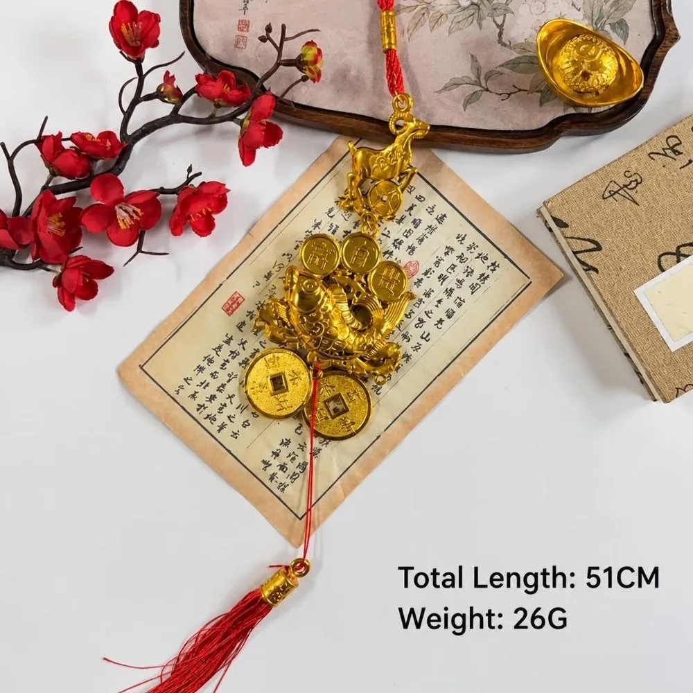 New Sheep Zodiac New Year Hanging Plastic Coin Red Tassel Coin Charm Gourd Abacus Gold Plated Spring Decoration New Year Party
