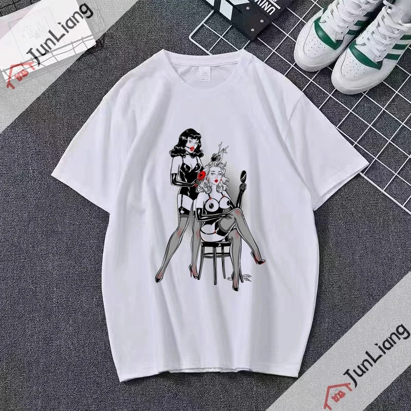 New Hengtai Waifu Lustful Sexy Predecessors Ahegao Otaku Printed T-shirt Female Male Summer Youth Trend Loose T-shirt Male