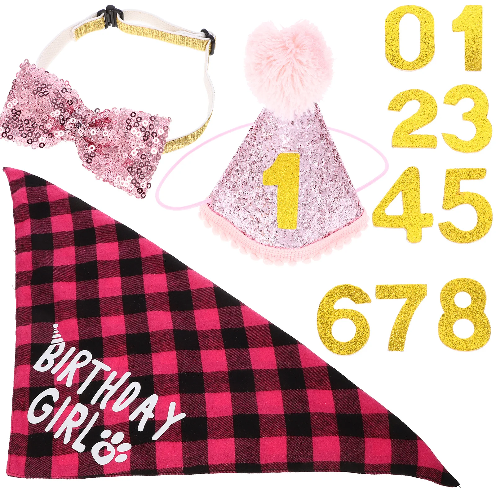 

1Set Cat Birthday Hat Bow Tie Bib Pet Birthday Decoration Kit Soft Comfortable Dog Outfit Cat Hat Dog Outfit Pet Bib