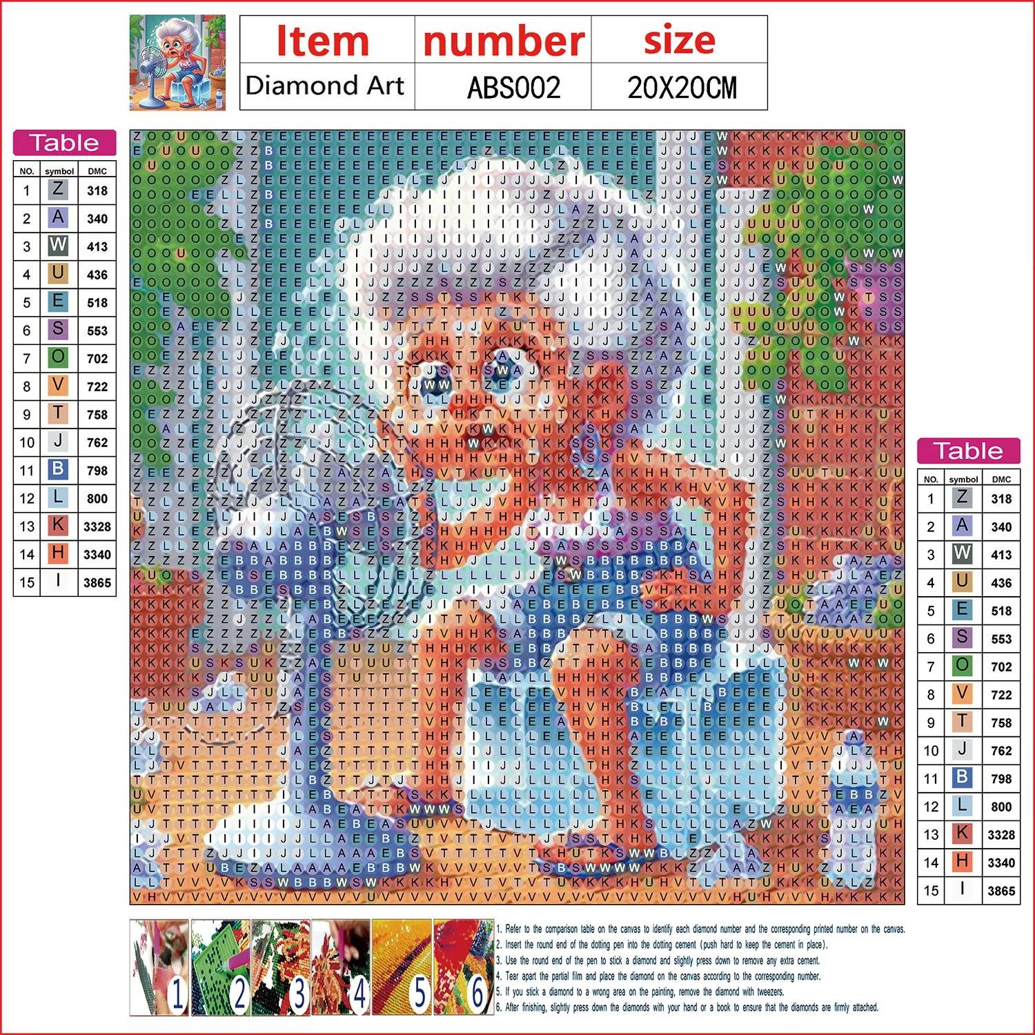 DIY Diamond Painting Fashion Old Woman Pattern Handmade Wall Decoration Art Mosaic Full Round Diamond Frameless Painting