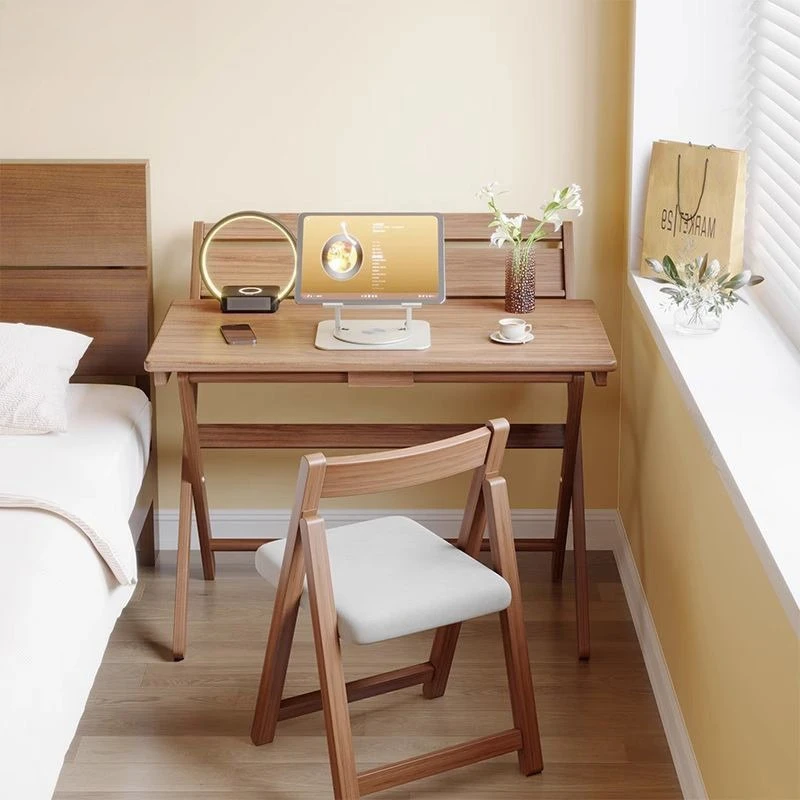 Solid wood folding desk, small bedside study table in the bedroom, simple