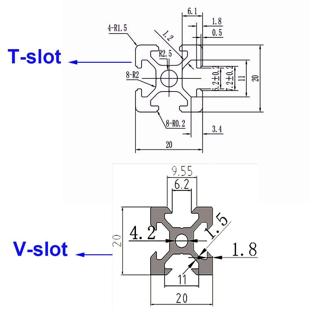 4pcs/lot 2020 Aluminum Profile 100 200 300 350 400 450 500 550 600 mm Linear Rail Extrusion Extrusion CNC 3D Printer Parts