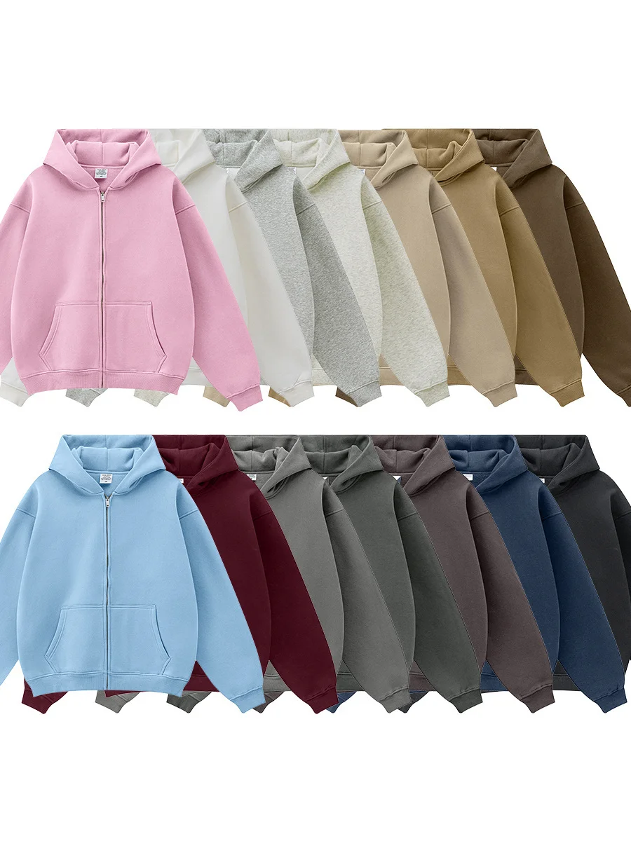 

Ins Laid-Ba Fce-Lined Толстовка на молнии с капюшоном Теплая свободная повседневная уличная одежда для мужчин и женщин Модная зимняя верхняя одежда