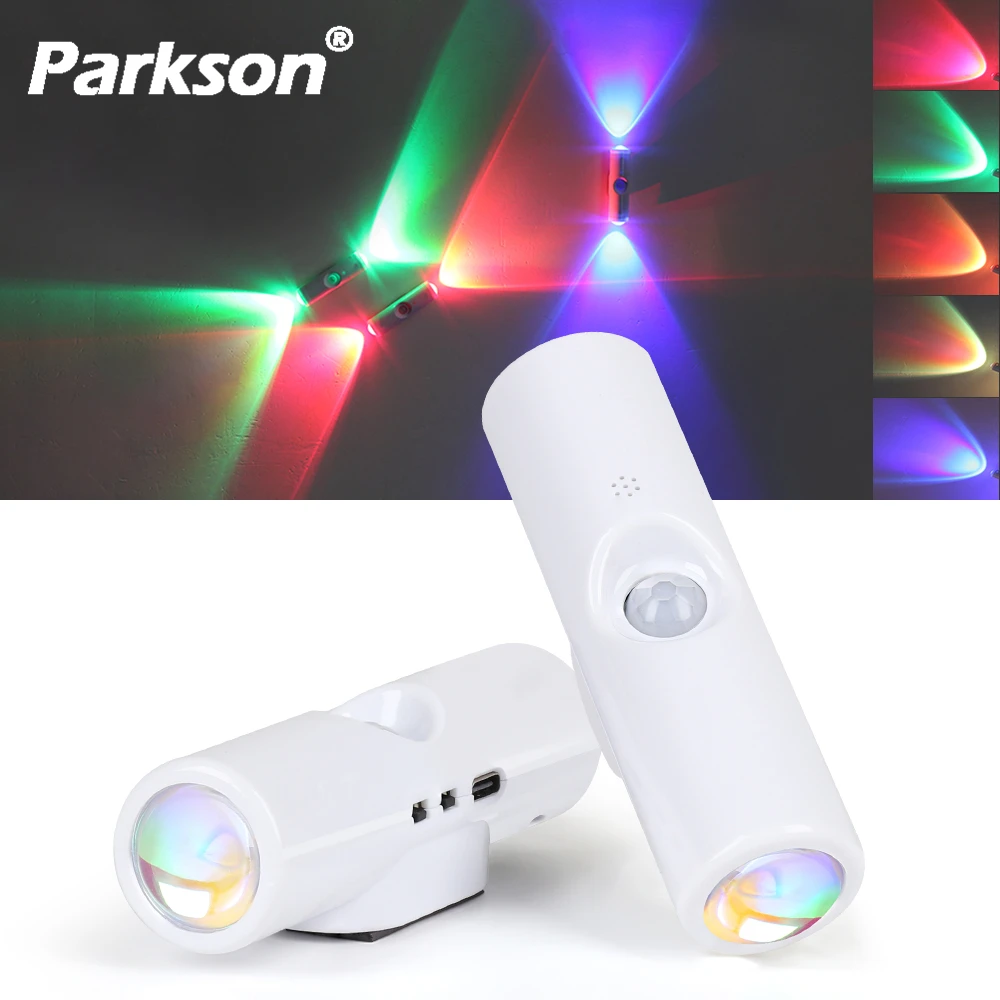 ไฟ LED เซ็นเซอร์ตรวจจับความเคลื่อนไหว ไฟกลางคืน RGB ไล่เฉดสี  แบบแม่เหล็ก ชาร์จไฟได้ ติดผนัง สำหรับห้องนอน ตู้เสื้อผ้า สวน ห้องน้ำ ตกแต่งบ้าน