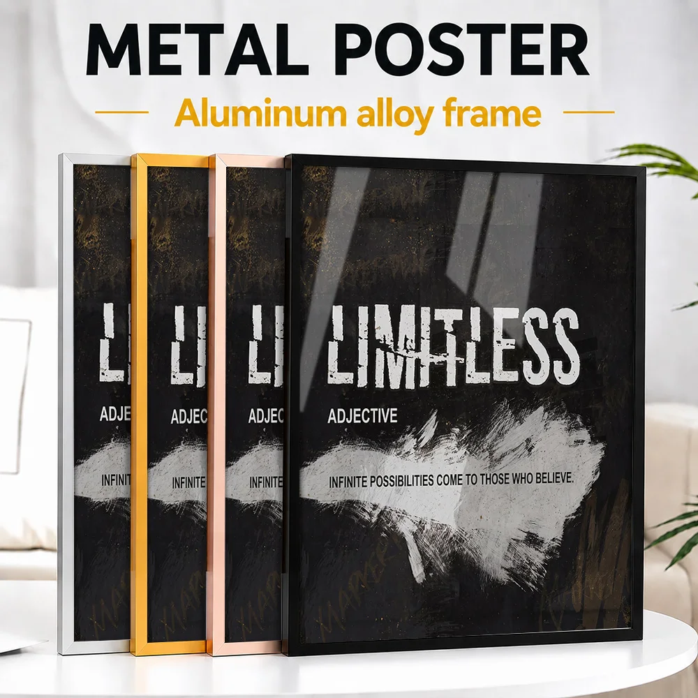 Limitless Definition Motivational Quote Framed Metal Print Customized Bold Typography Wall Art Ideal For Office Or Leader Gift