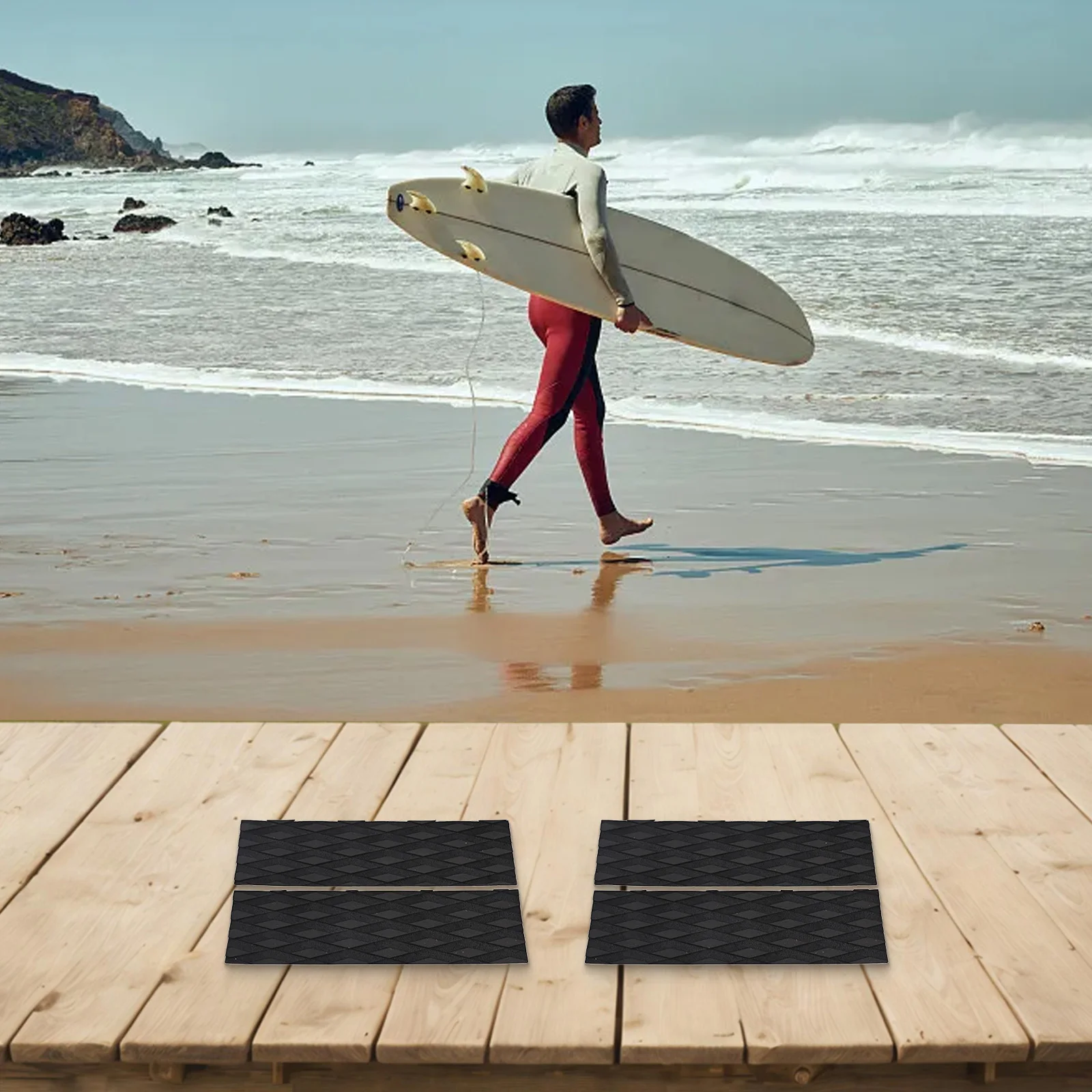 

Non-Slip Surf Pad EVA Anti-Slip Pad Diamond Groove Design Easy To Install Effective Anti-slip For Skateboarding