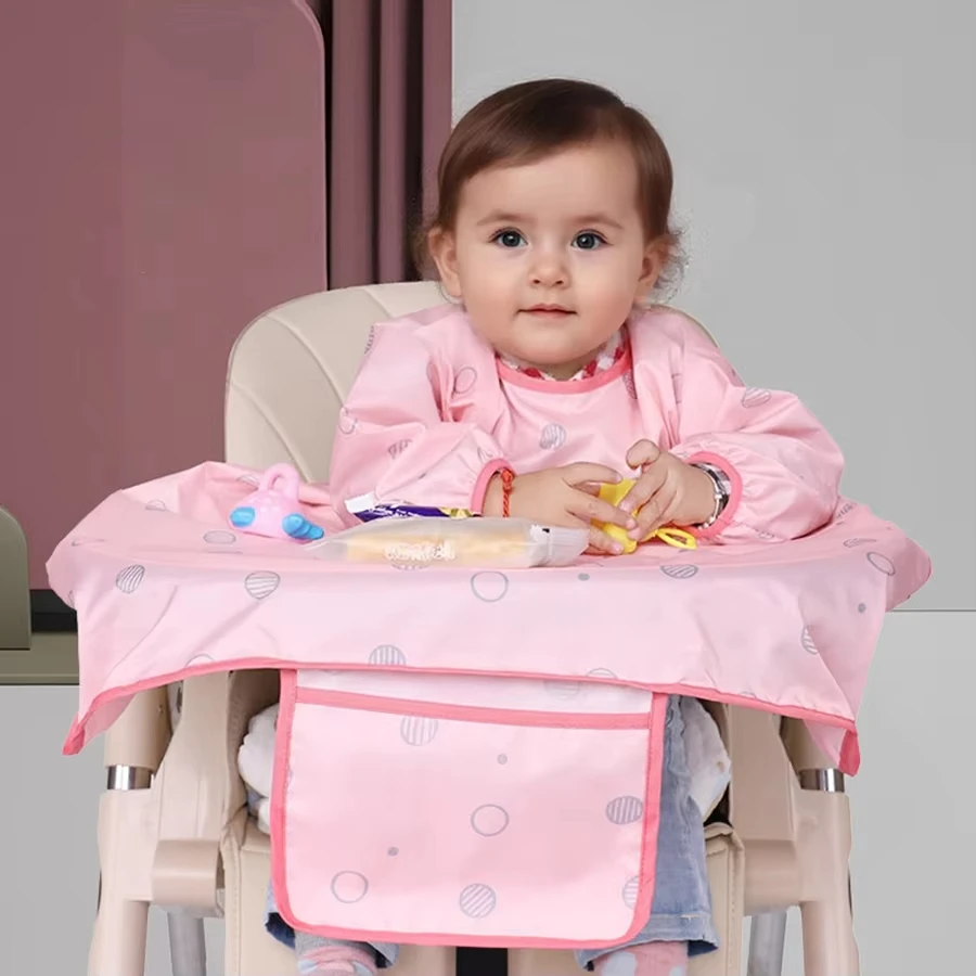 

Waterproof Coverall Baby Bib Anti-Dirty Mess Proof Weaning Bibs Quick-Dry Polyester Baby Eating Table Cover Travel
