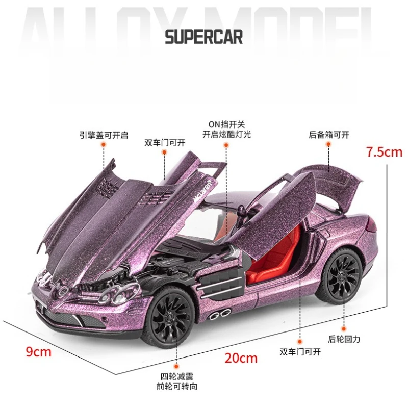 1:24 SLR AMG Hohe Simulation Diecast Metall Legierung Modell auto Sound Licht Zurückziehen Sammlung Kinder Spielzeug Geschenke