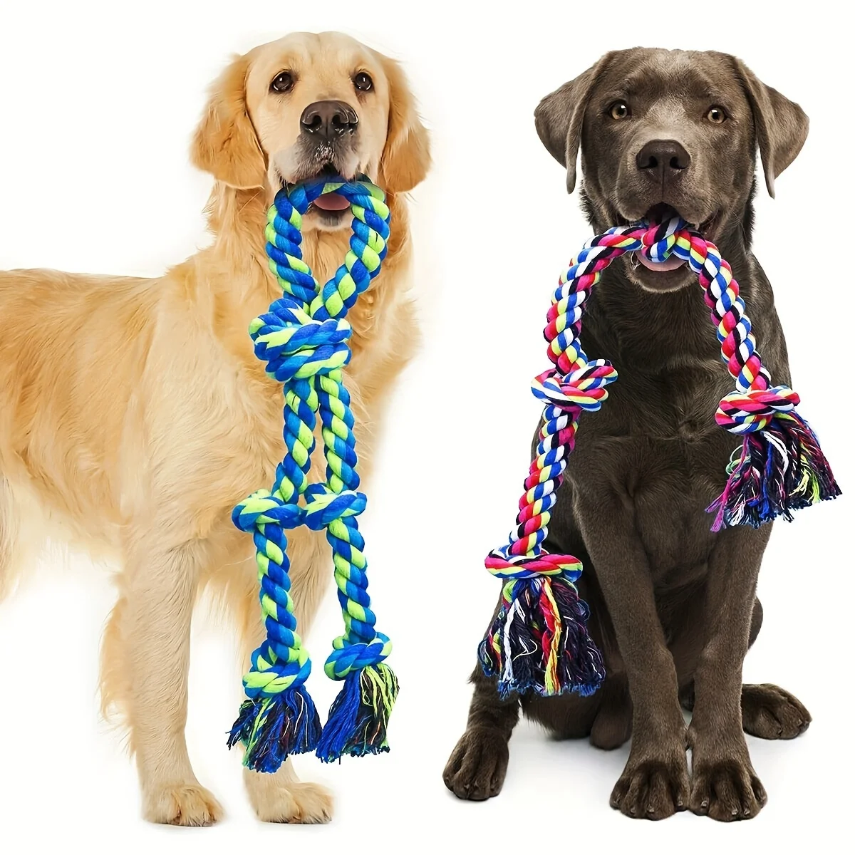 2-Pack Heavy-Duty Rope Knot Dog Toys for Large Breeds – Dental Health Chew & Interactive Tug of War Play