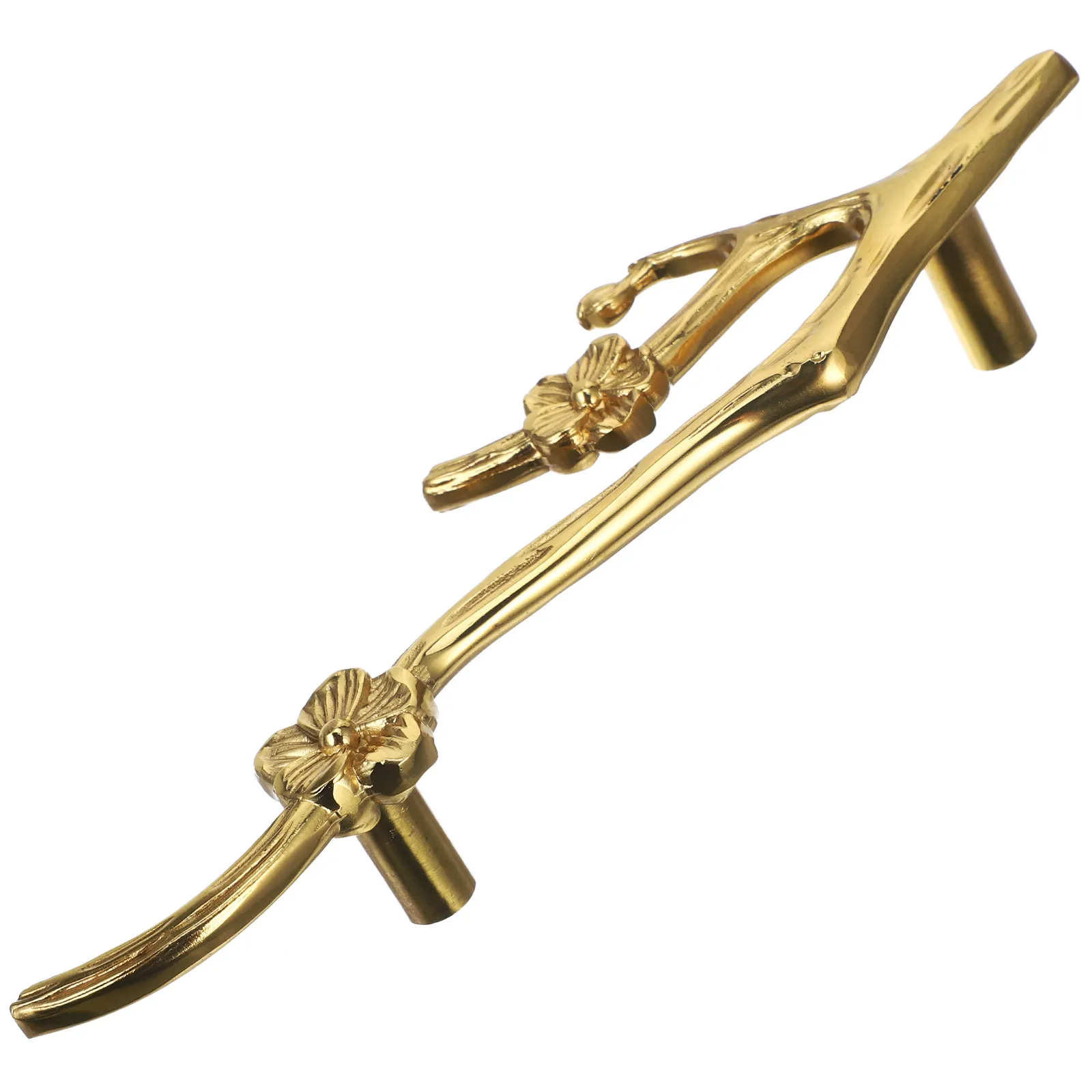Brass Flower Branch Cabinet Handle Smooth Surface for Drawer Door Cupboard Knobs Modern Decorative Metal Pulls