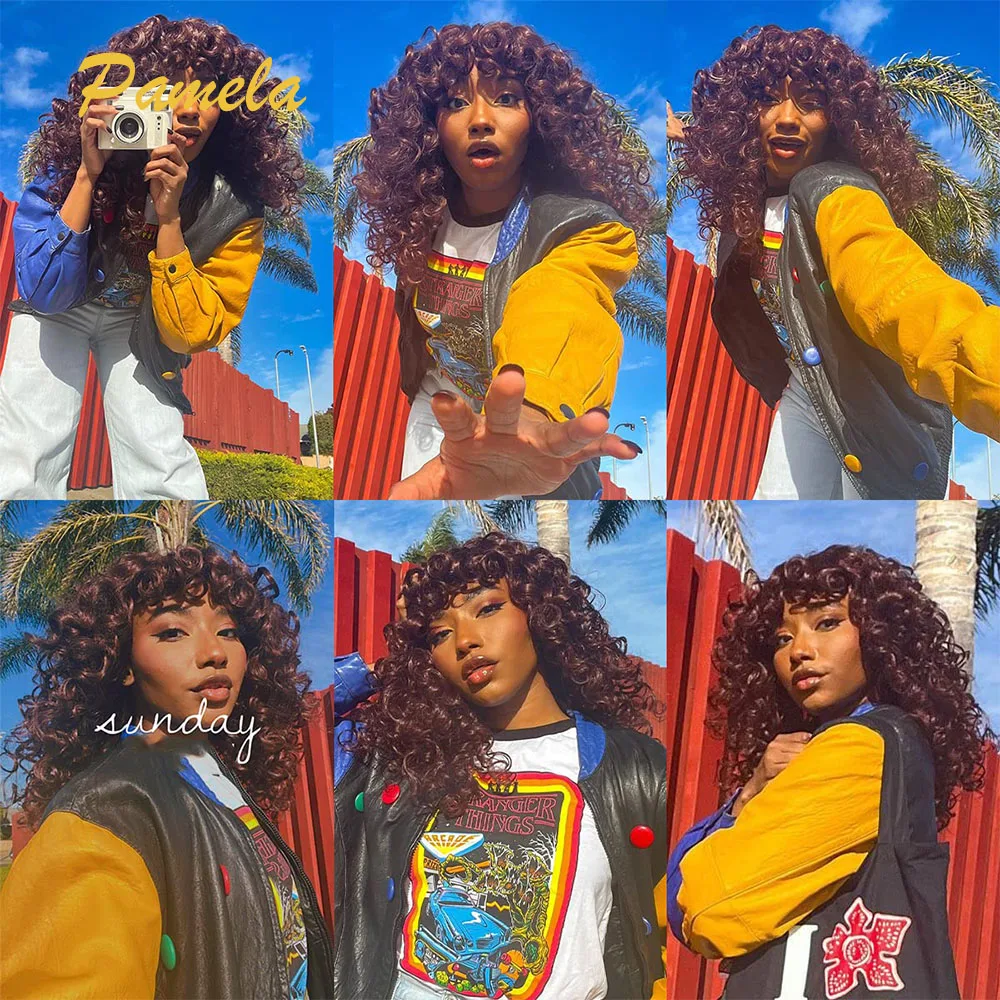 30inches Ginger Red Colored Glueless Wig Human Hair Ready To Go Loose Wave 13x4 Transparent Lace Front Human Hair Wigs With Bang