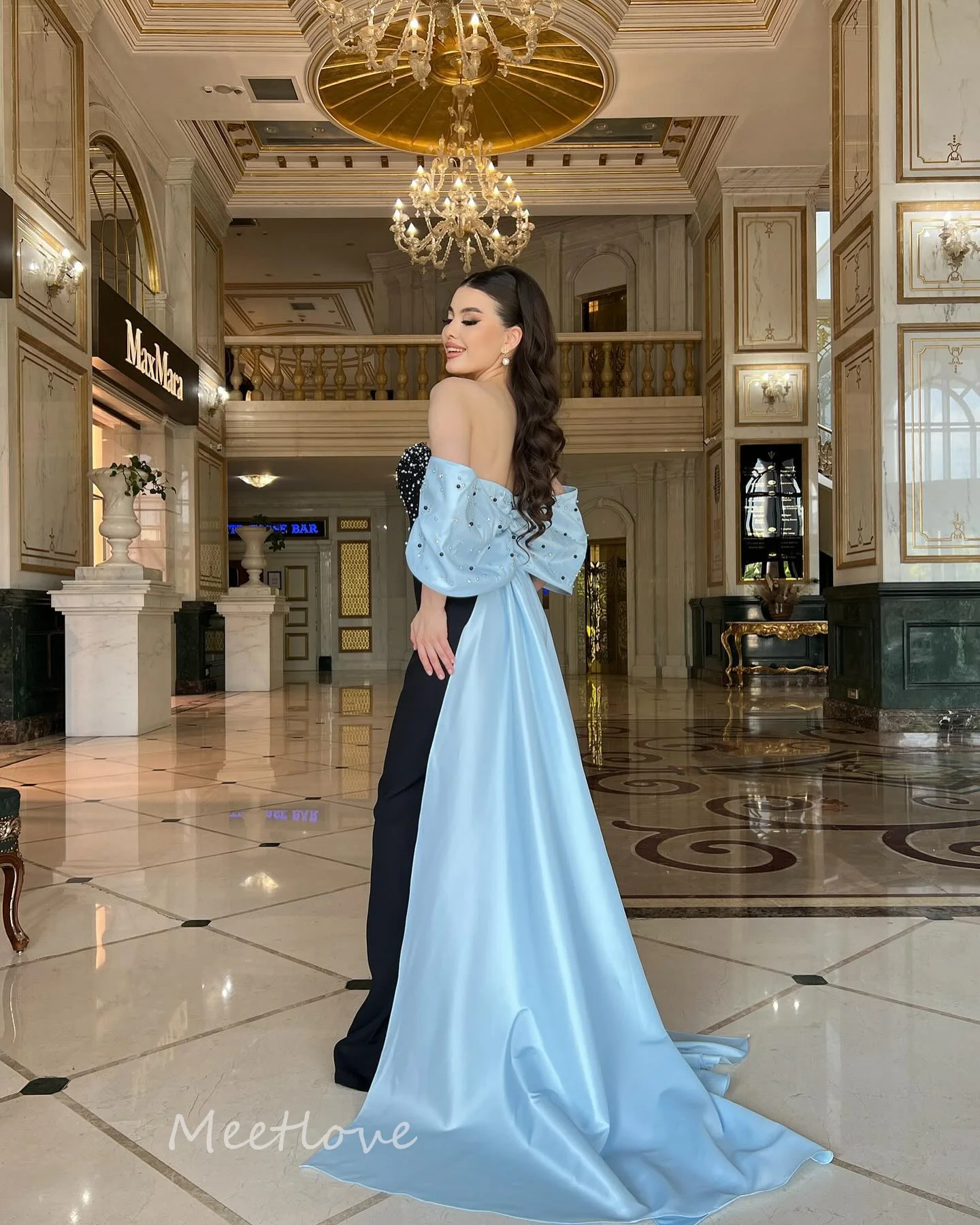 Meetlove-vestidos De graduación sin tirantes, cola De barrido con cuentas, Espalda descubierta, vestidos De noche formales personalizables para ocasiones, batas De Arabia 2024