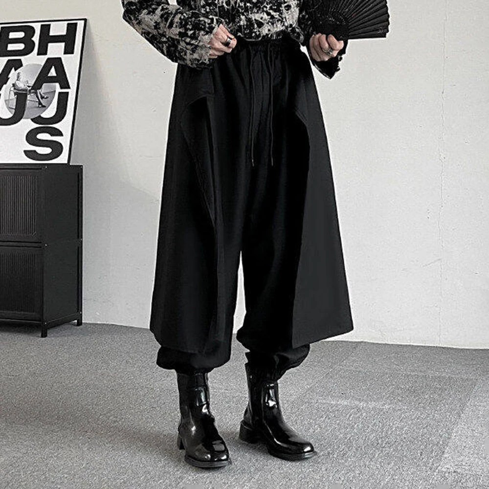 XS-5XL Summer New Men's Wide-Leg Skirt Pants American Retro Fashion Trend High Street Casual Loose Breathable Men's Bottoms