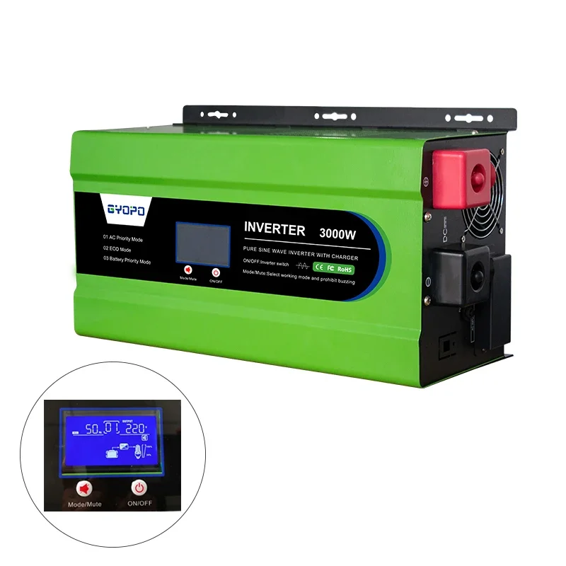 low frequency pure sine wave inverter 3000w with high transfer efficiency inverter with built-in AVR stabilizer