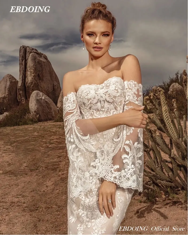 Vestido De novia De encaje De sirena sin tirantes con mangas desmontables, elegante, hecho a medida, tallas grandes, novedad