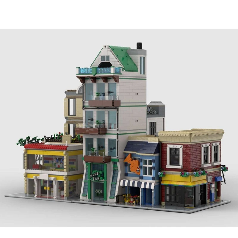 Moc Mattoni da costruzione Negozio di vinificazione Appartamento Modello modulare Tecnologia Blocco modulare Città Street View Giocattoli Assemblaggio fai-da-te Regalo di Natale