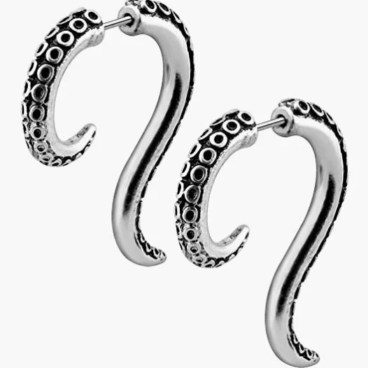 1PC Stainless Steel Octopus Whisker Earrings for Men Women Cthulhu Octopus Earrings Party Jewelry Accessories Gifts