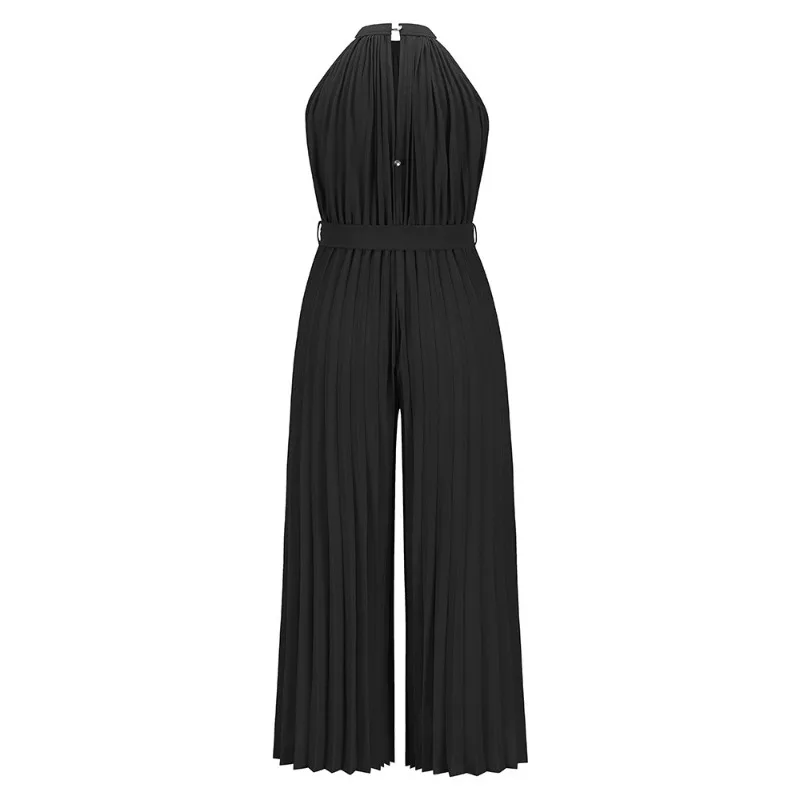 Elegant Solid Colors White Jumpsuit Summer Women Sleeveless High Waist Loose Trousers Wedding Party Style Casual Commute Pants