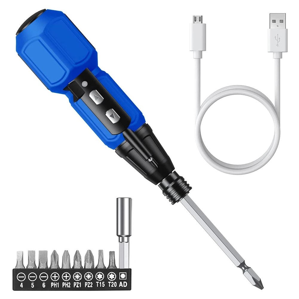 

Electric Screwdriver Sets,Automatic Home Repair Tool Kit, Motorized Screwdriver with LED Lights and USB Cable, Blue