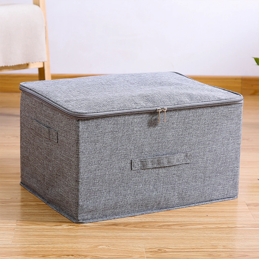 

Clothes Storage Box Bedroom Cotton and Linen Zipper Organizer Case