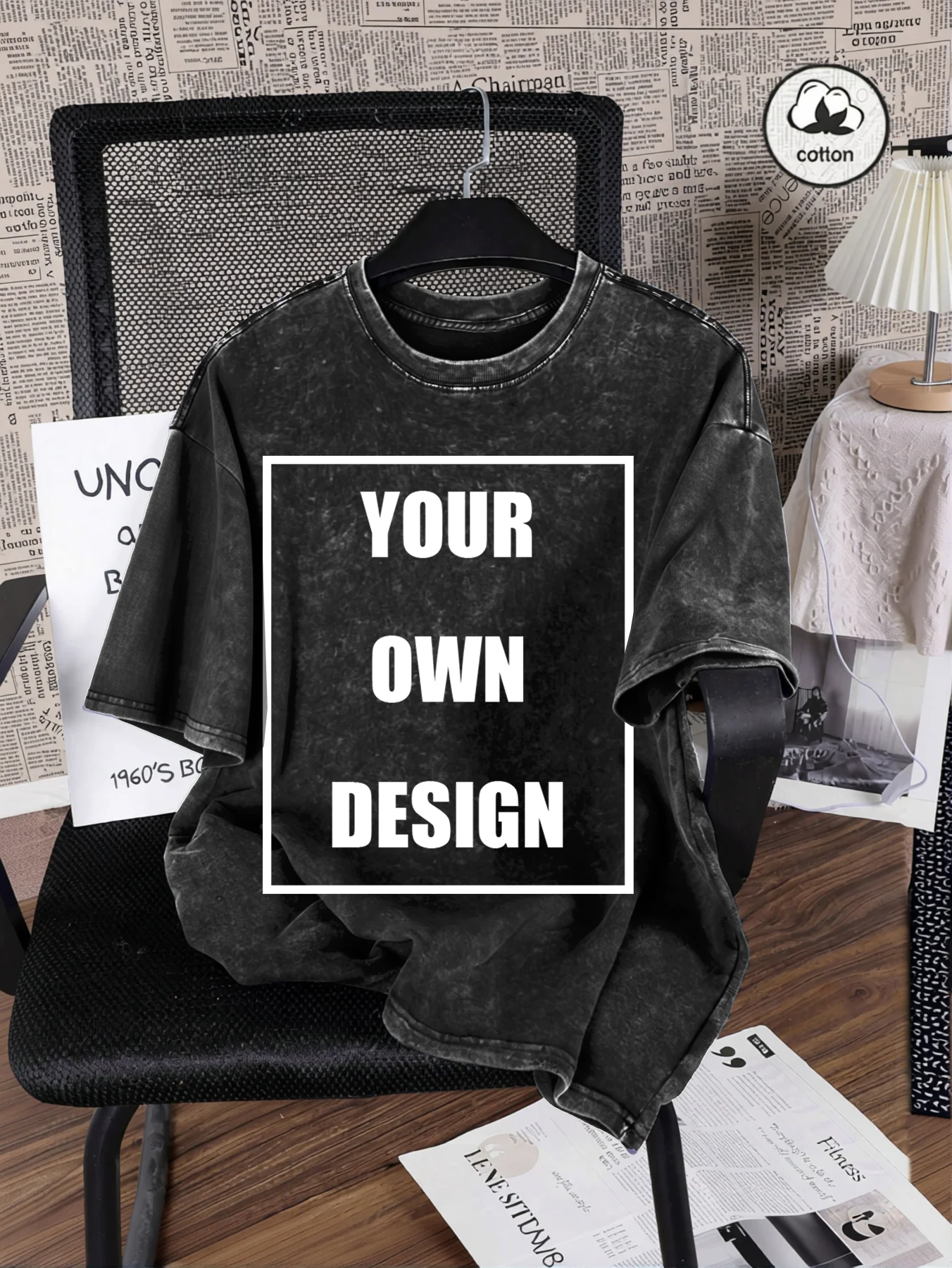 T-Shirts mit individuellem Grafiklogo, Snow-Wash-Effekt, Vintage-Stil, lockere Passform, modisch, vielseitig kombinierbar, O-Ausschnitt, Kurzarm, Unisex, Sommer, 100 % Baumwolle