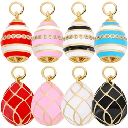 Juya Handmade 18K Real Gold Plated Copper Hollow Drop Oval Shape Greek Evil Eye Charms For DIY Fashion Women's Jewelry Making