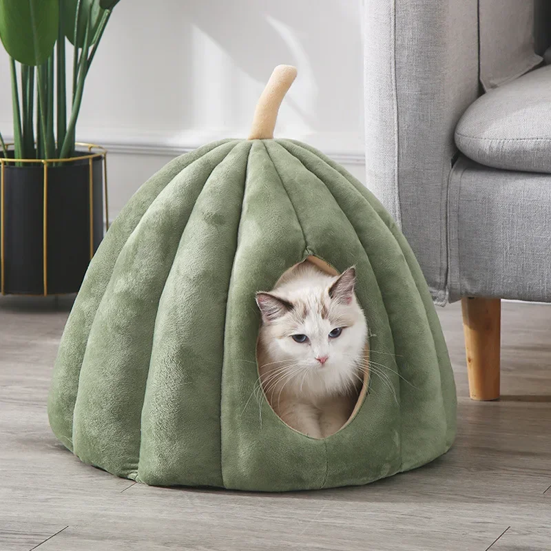 

Warm Cat Cave Bed Pumpkin Hooded Dog Bed Kennel Warming Cuddler Sleeping House Cushion for Small Cats Dogs Puppy Kitten Rabbit