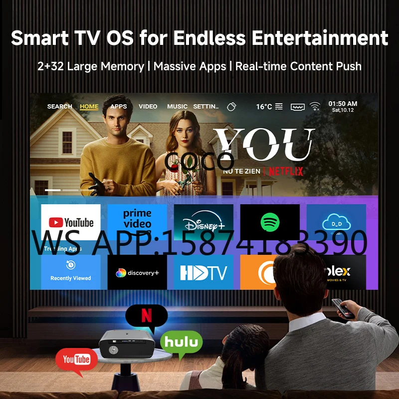 A9R Portable 4K Projector, HDR10+ High Brightness 1550 ANSI Lumens for Home Theater and Outdoor Use