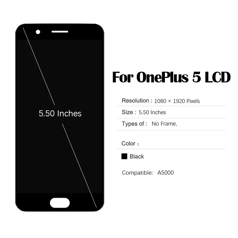 Screen LCD for 5.50 inches OnePlus 5 A5000 LCD Touch Screen Digitizer Assembly with Repair Tool and Glue for 1+5 LCD