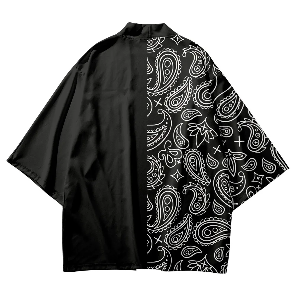 Japanese Style Traditional Cashew Flowers Print Kimono Men Women Yukata Cardigan Shirt Cosplay Haori Robe Samurai Asia Clothing