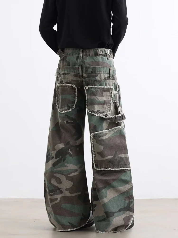 2026 Rop Y2K Streetwear Camouflage Baggy Stacked Flare Jeans Pants For Men Clothing Hip Hop Cotton Long Trousers Pantaloni Uomo