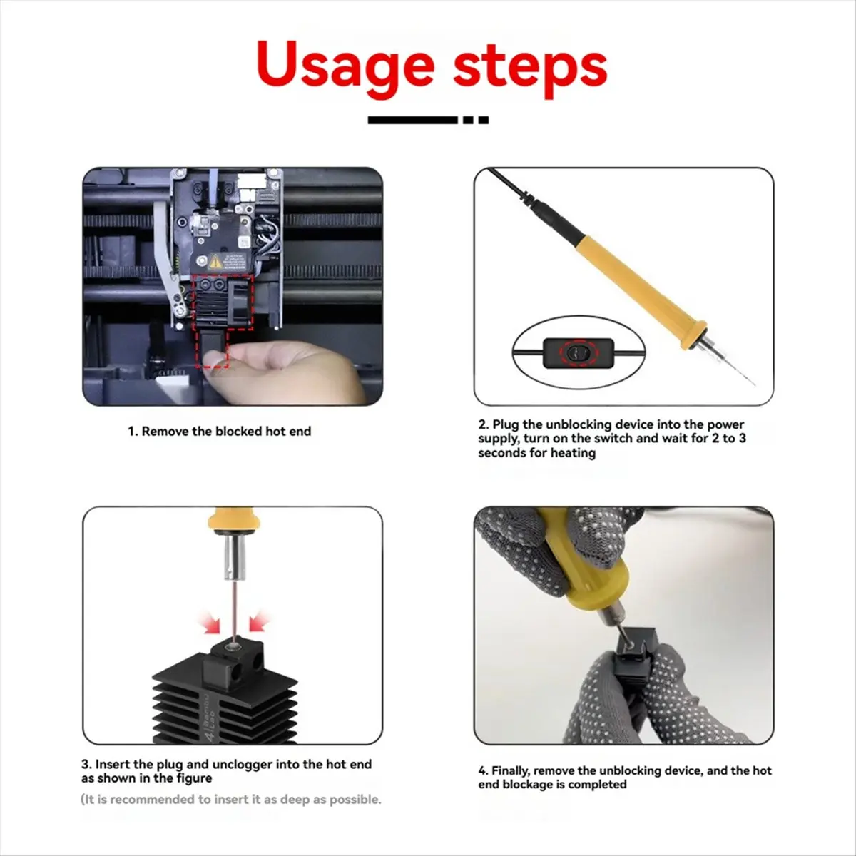 Hot End Blocker for X1/P1S/A1/A1 Mini/H2D Universal Hot End Plugging Device 3D Printer Parts US Plug
